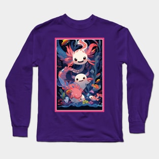 Cute Axolotl Anime Art Design | Cute Animals | Axolotl Hentaii Chibi Kawaii Design Long Sleeve T-Shirt